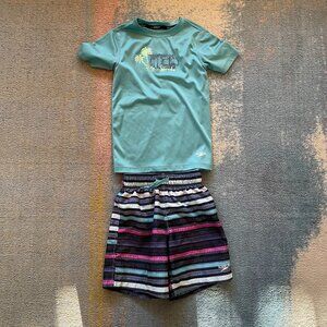 Speedo swim shirt and trunks XS